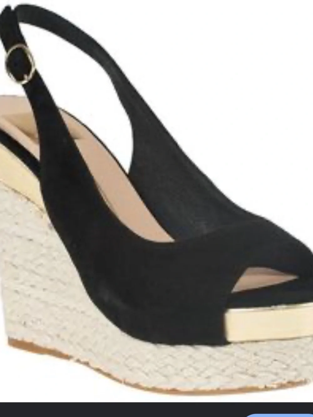 Dolce Vita Black Suede Open-Toe Slingback Wedge Heels